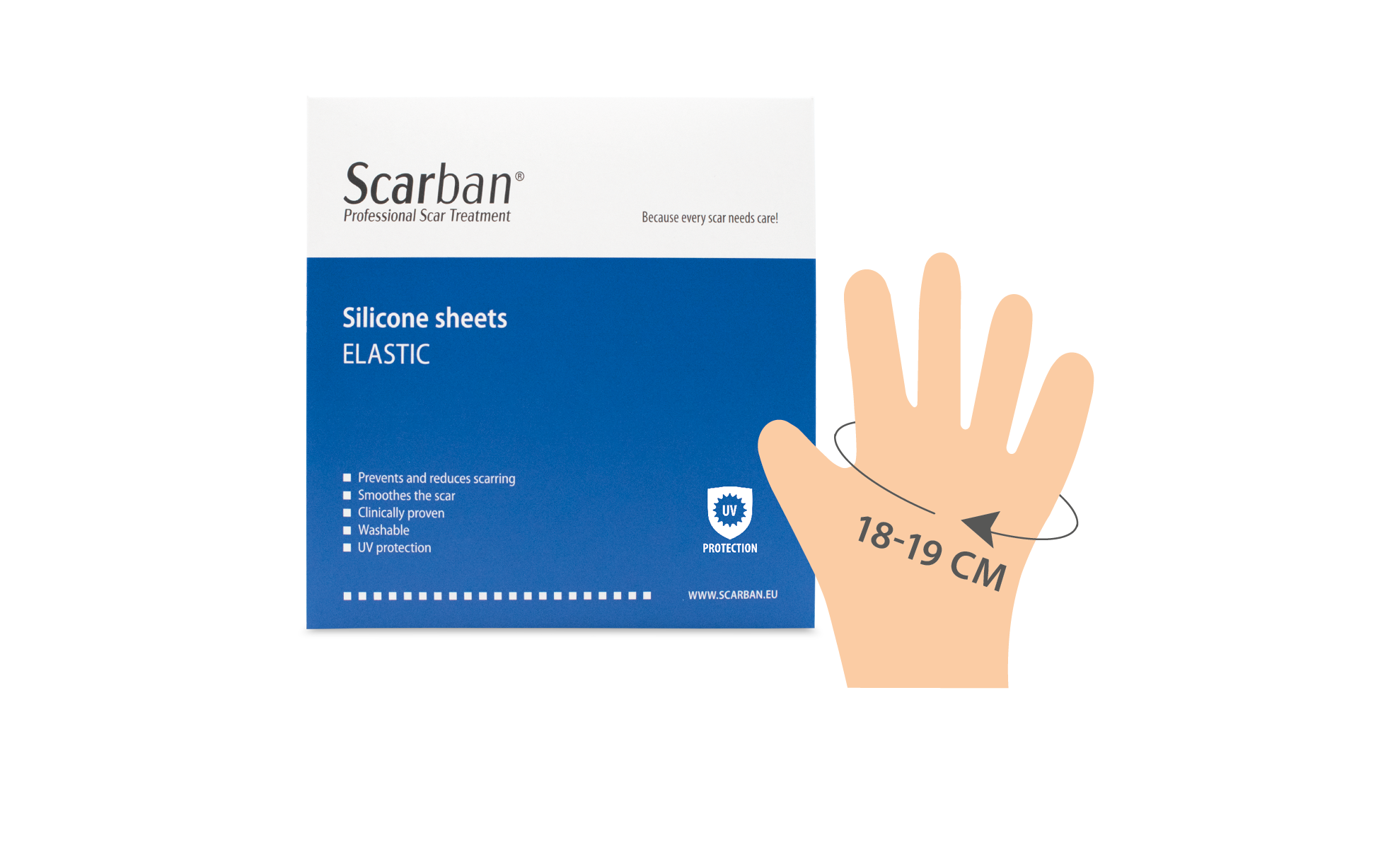 Scarban Hand Care Glove with Fingers – reusable silicone scar sheet for hand and finger scar treatment