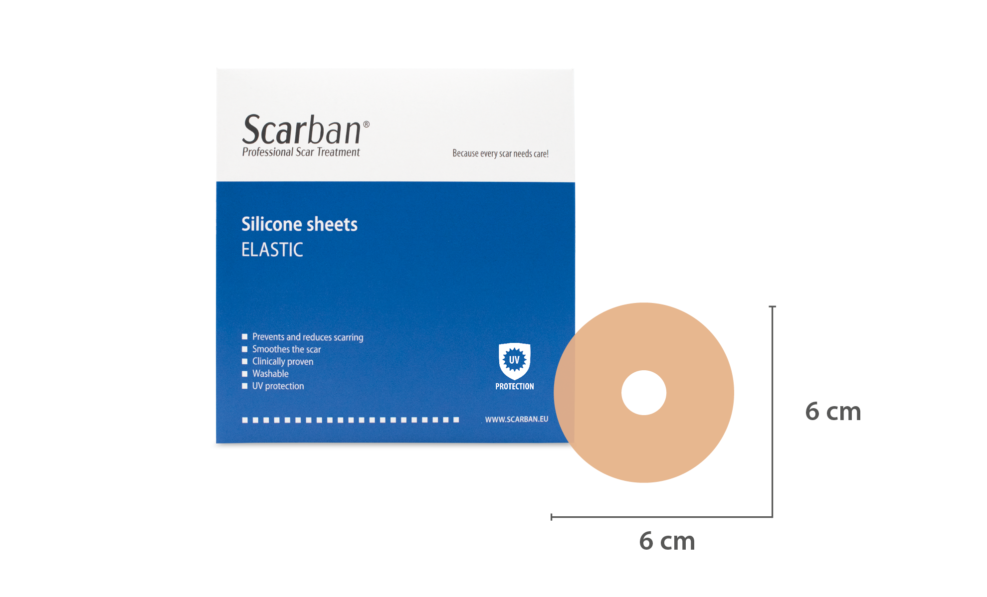 Scarban Elastic silicone sheet for areola – extra-thick, reusable scar therapy for sensitive areas