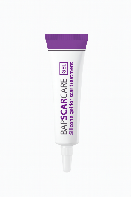 BAPSCARCARE silicone gel for scars tube on a white background