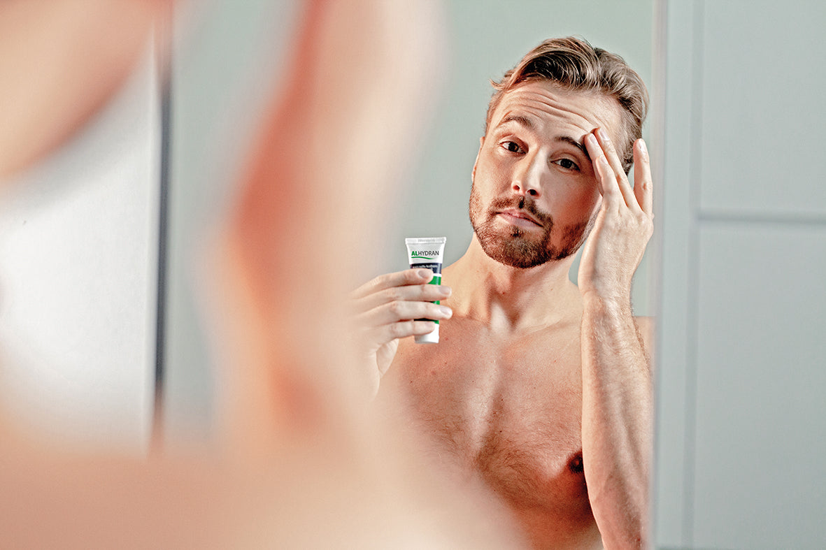 ALHYDRAN being applied to acne scars on the face