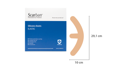 Anchor-shape silicone scar sheet for mastopexy breast scars — areola, vertical limb, and inframammary fold (SPF 50+)