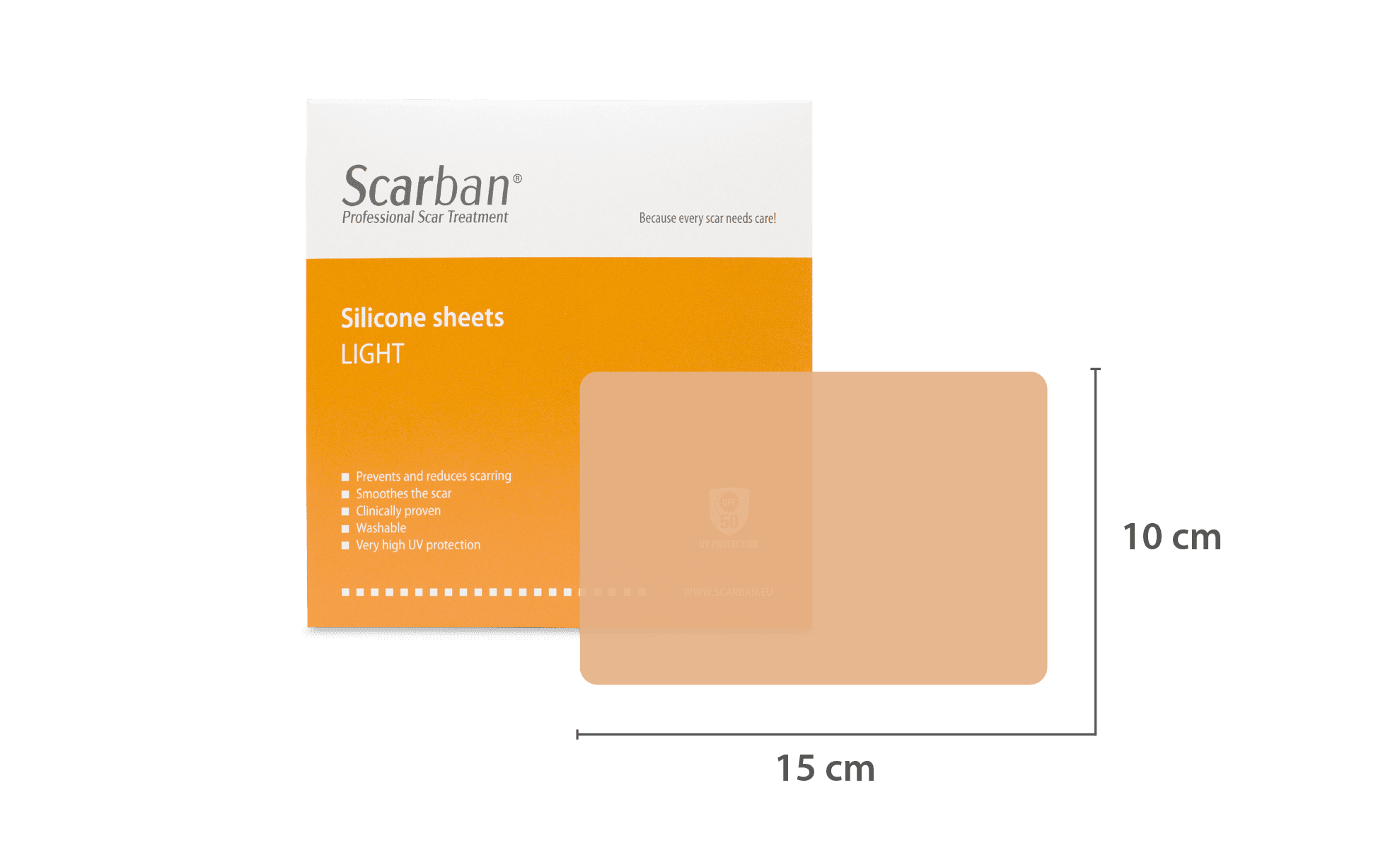 Packaging of Scarban Silicone Sheets Light with product details.